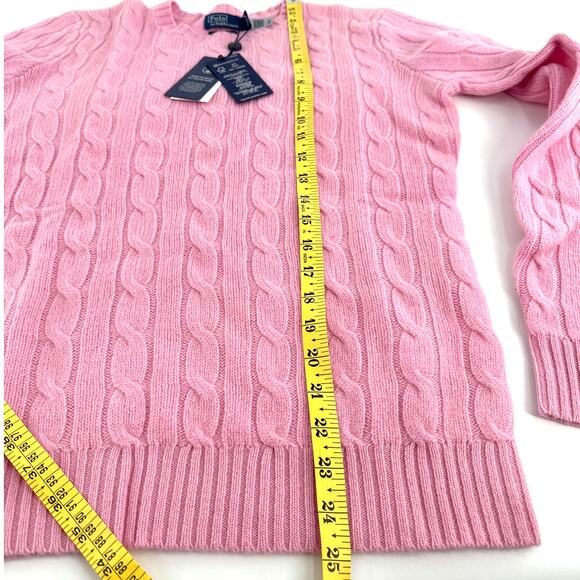 Polo Ralph Lauren Unisex Dusty Pink The Iconic Cable-Knit Sweater Size L - Picture 11 of 13